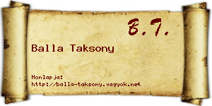 Balla Taksony névjegykártya